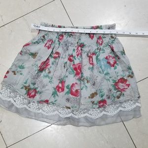 Grey Flower Skirt with Lace Trim